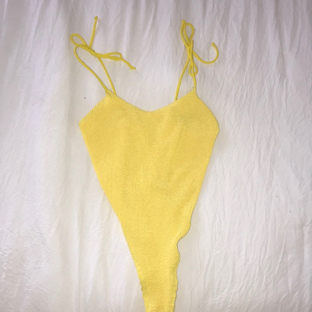 Yellow one piece swimsuit